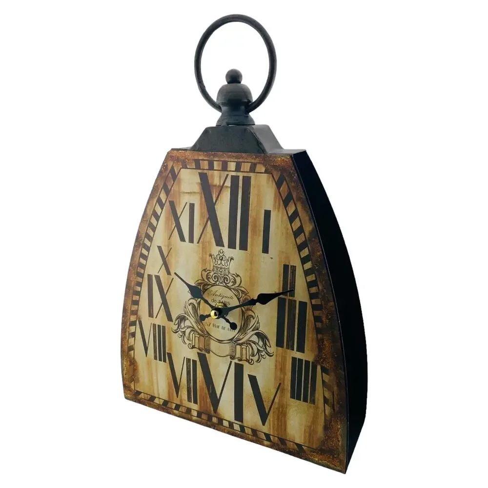 Manual Woodworkers Kettle Bell Clock Metal Wall Mantel Desk Shelf 9x12.7